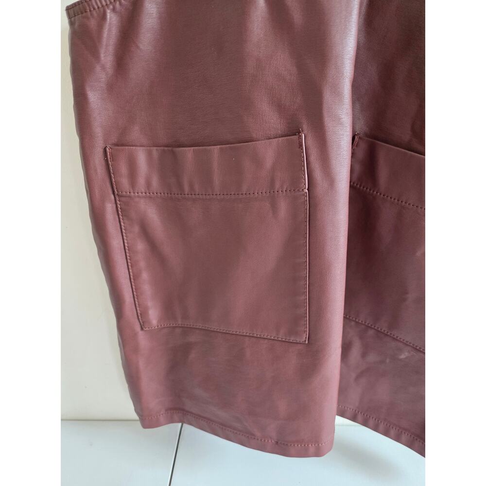 Free People Faux Leather Pinafore Bib Overall Jumper Brown Size Medium - Picture 6 of 8